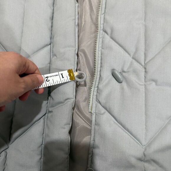 Vtg Saxton Hall Women's Quilted Puffer Coat Medium Gray Hooded Jacket Made Korea - Picture 8 of 14